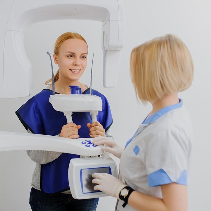 Woman receiving 3D CT scans