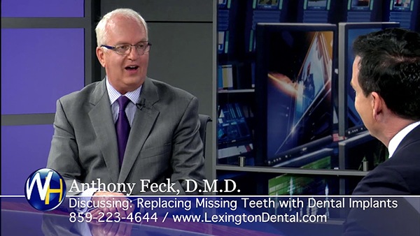 Doctor Anthony Feck discussing dental implants on Lexington news station