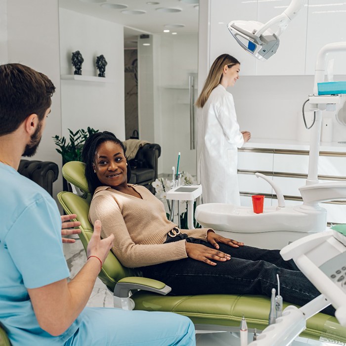 Woman receiving dental exam