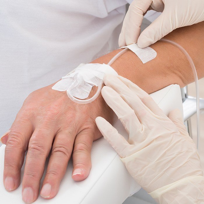 IV in patient's hand